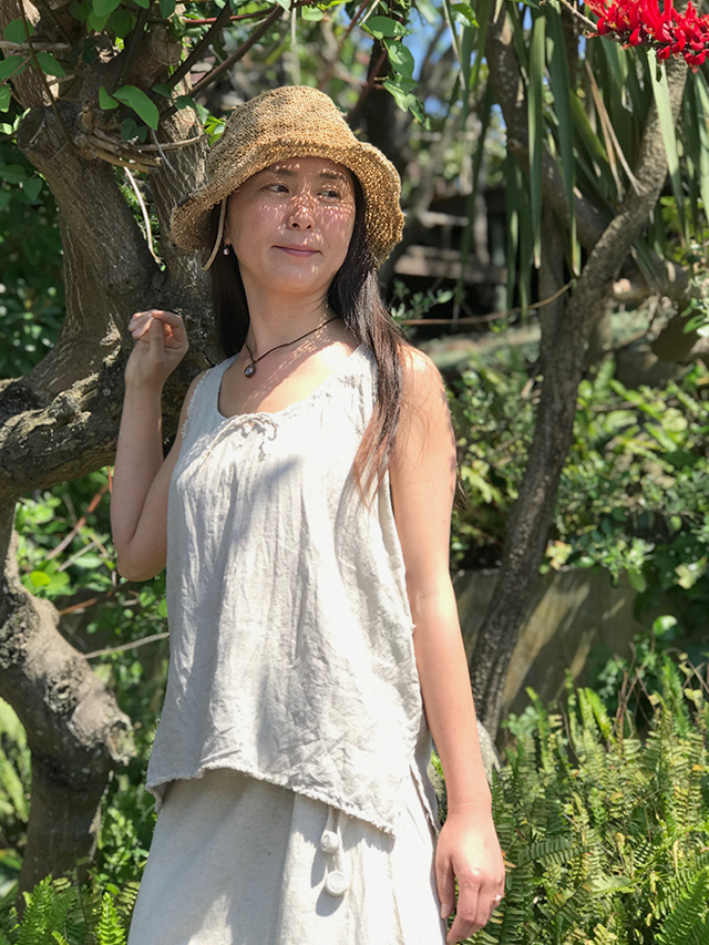 asana HEMP100% ひも付き タンクトップ・きなり