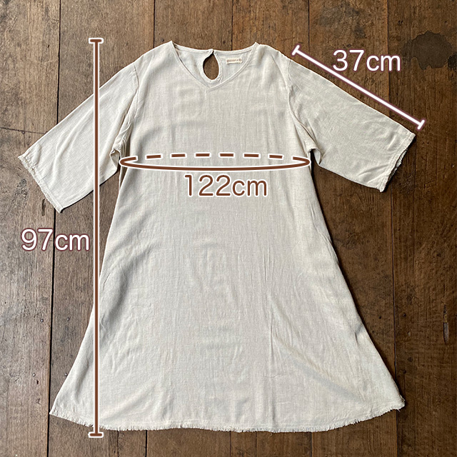 asana HEMP100% テロテロ ゆったり チュニック ワンピース・きなり