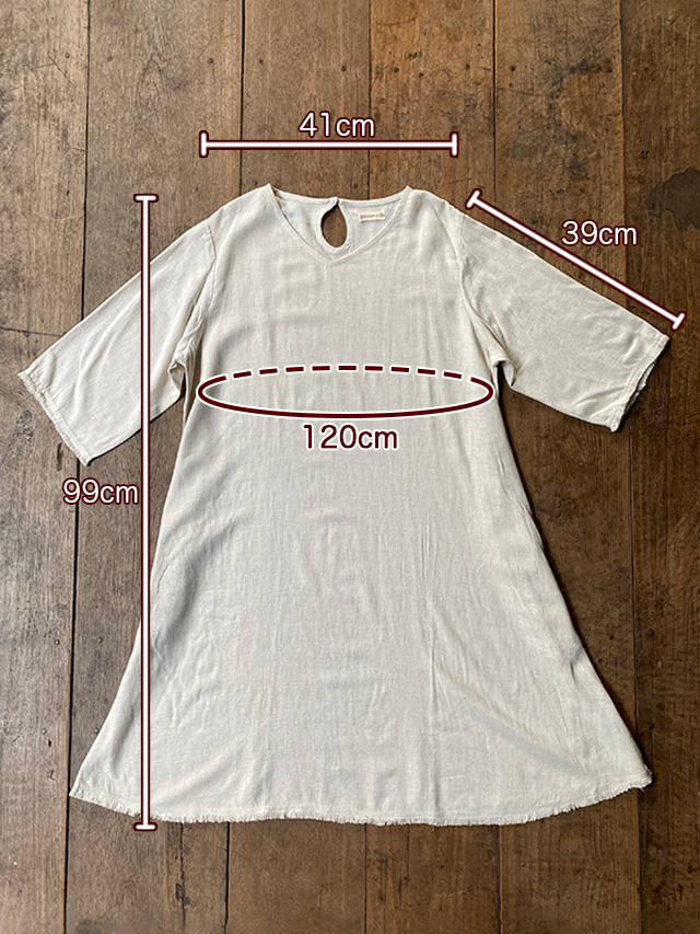 asana HEMP100% テロテロ ゆったり チュニック ワンピース・きなり
