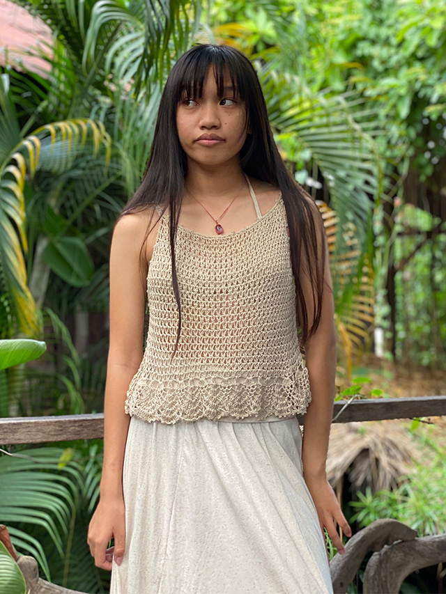 asana HEMP100% かぎ編み キャミソール・きなり