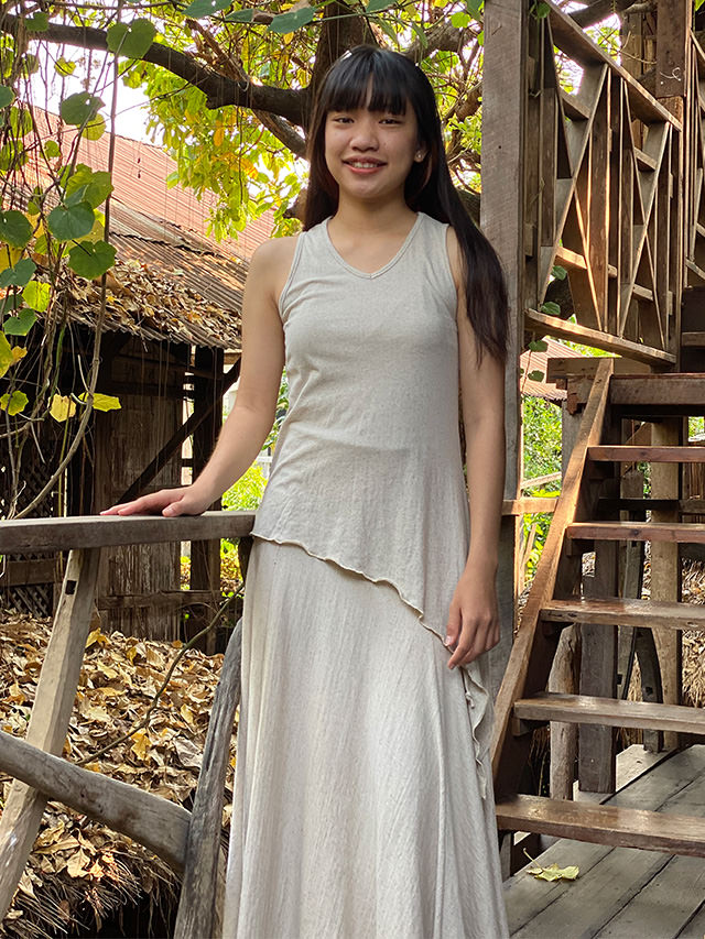 asana ヘンプコットン 薄手 ターザン タンクトップ・きなり