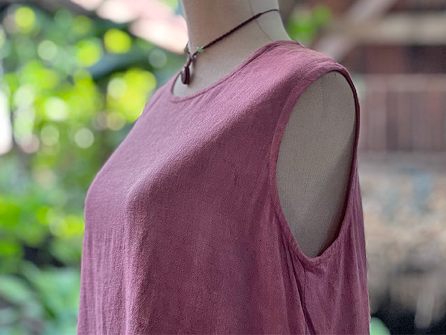 asana HEMP100% テロテロ 切り替え ノースリーブ・草木染め