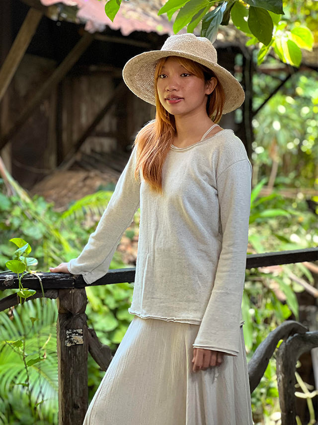 asana ヘンプコットン ふかふか フレアースリーブ・きなり