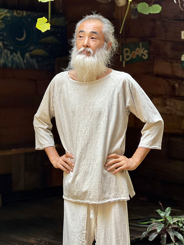 asana ヘンプコットン 厚手 七分袖 ラグラン Tee・きなり