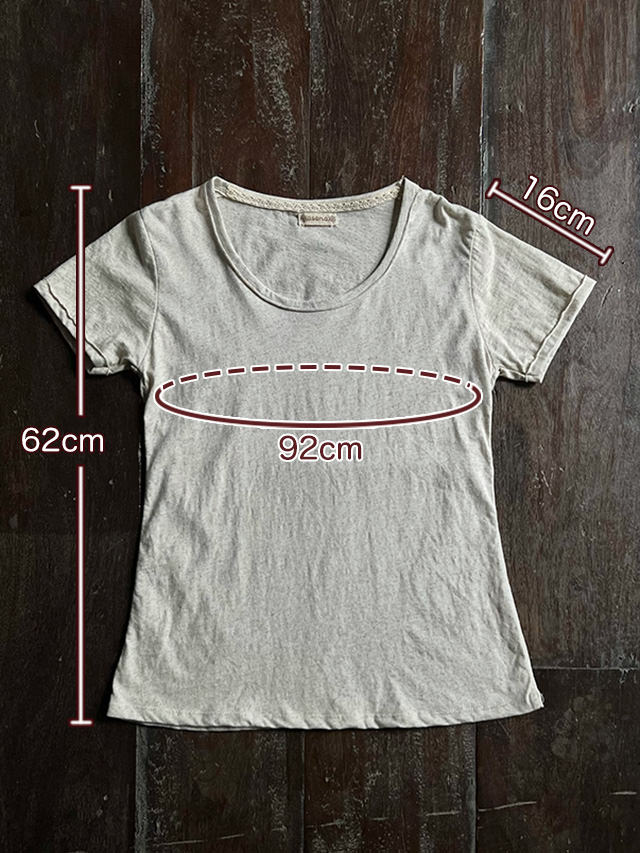 asana ヘンプコットン 薄手 スリム Tee・きなり