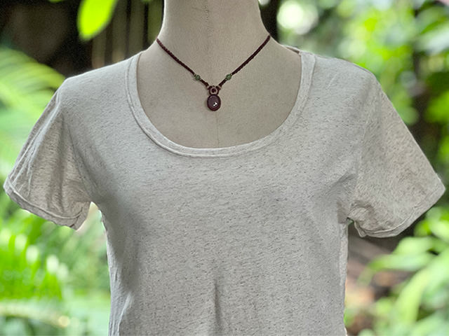 asana ヘンプコットン 薄手 スリム Tee・きなり