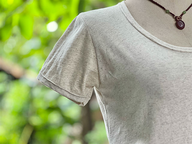 asana ヘンプコットン 薄手 スリム Tee・きなり