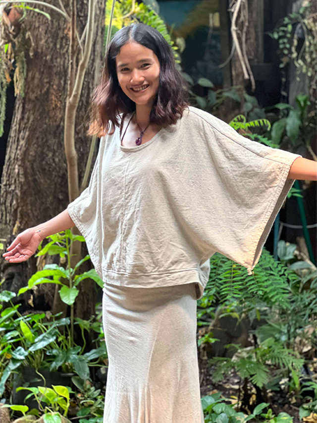 asana ヘンプコットン 厚手 着物 スリーブ・きなり