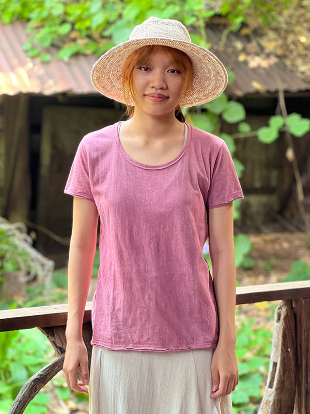 asana ヘンプコットン 薄手 スリム Tee・草木染め