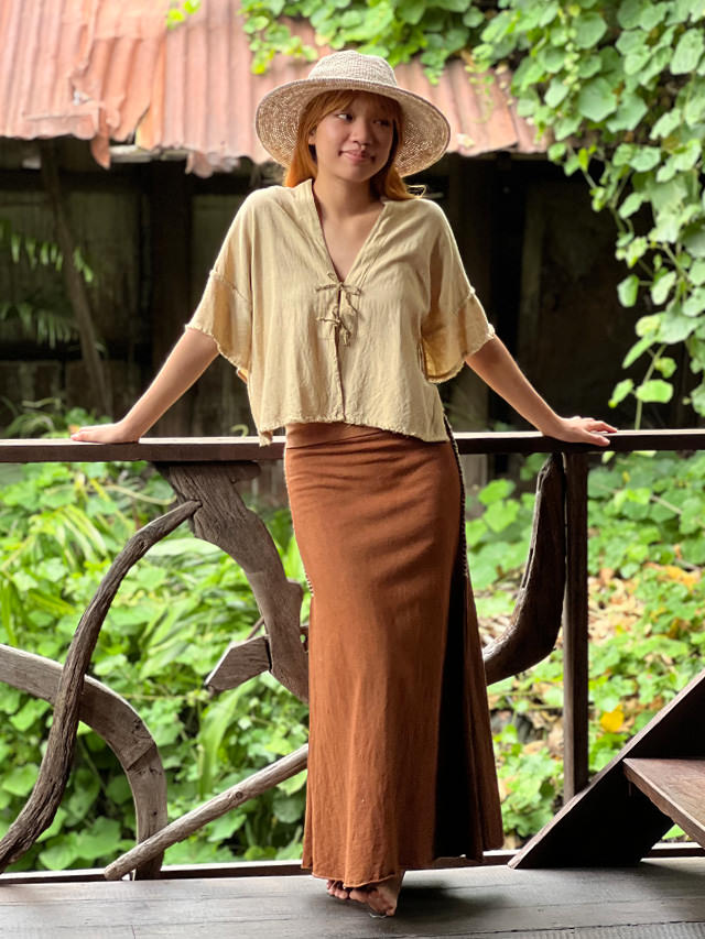 asana HEMP100% テロテロ ショート 羽織り・草木染め