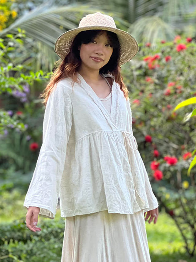 asana HEMP100% フレアージャケット・きなり