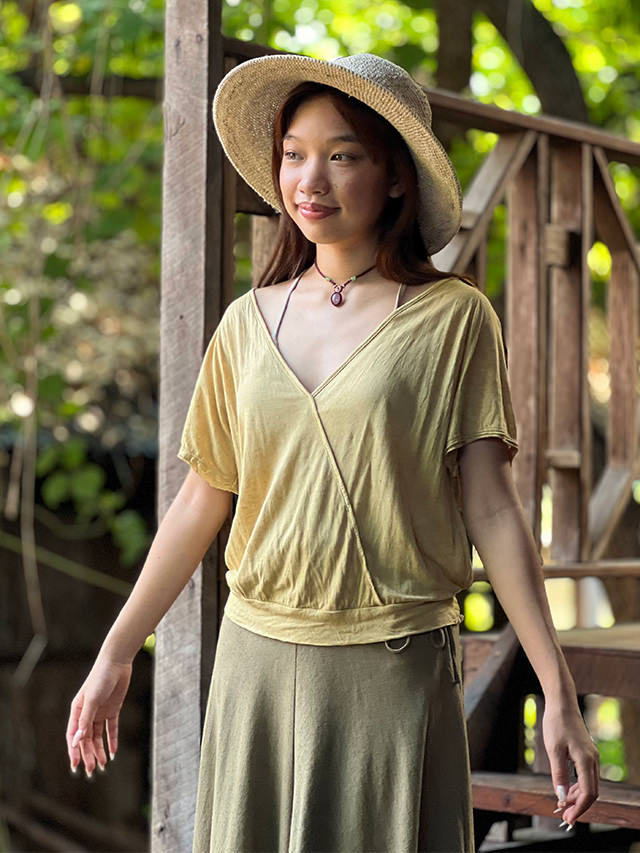 asana ヘンプコットン テロテロ カシュクール ブラウス・草木染め