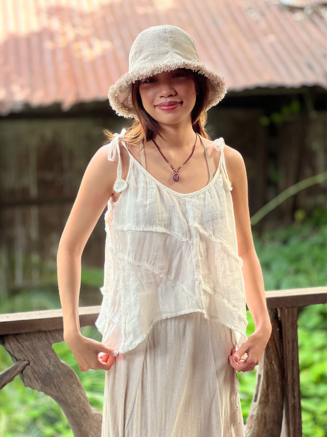 asana HEMP100% ガーゼ 森の2WAY キャミソール・きなり