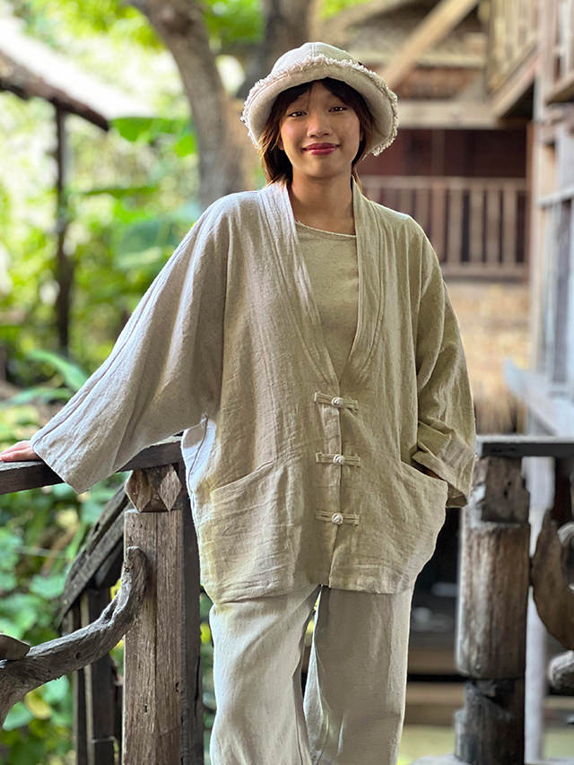 asana HEMP100% 厚手 和風 ジャケット・きなり