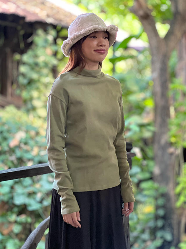 asana ヘンプコットン リブ NEW ハイネック・草木染め