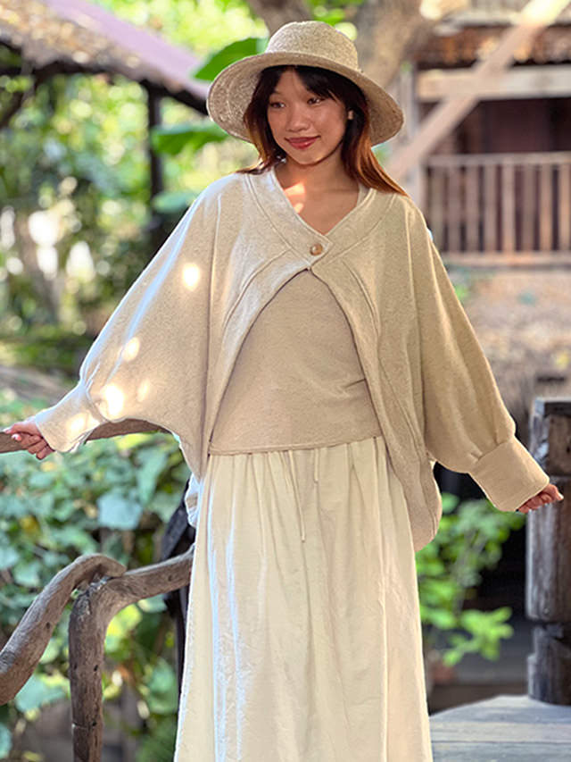 asana ヘンプコットン ふかふか カーディガン・きなり