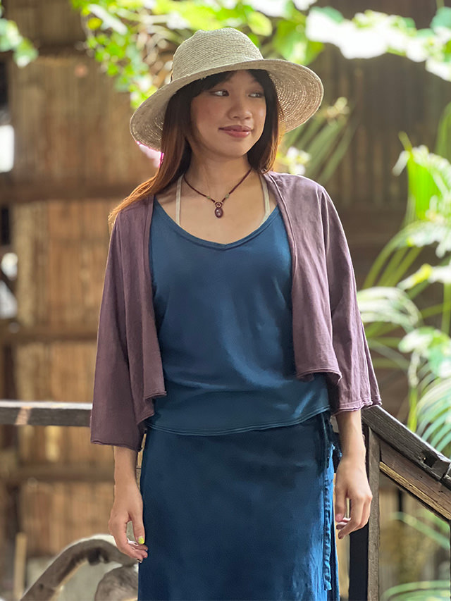 asana ヘンプコットン 薄手 カーディガン・草木染め