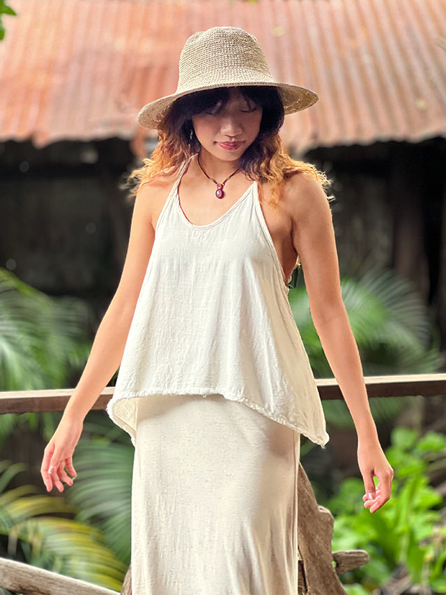 パヤカ payaka HEMP100% 手織り テロテロ チュニック asana HEMP100% テロテロ 肩紐 チュニック・草木染め【パヤカ