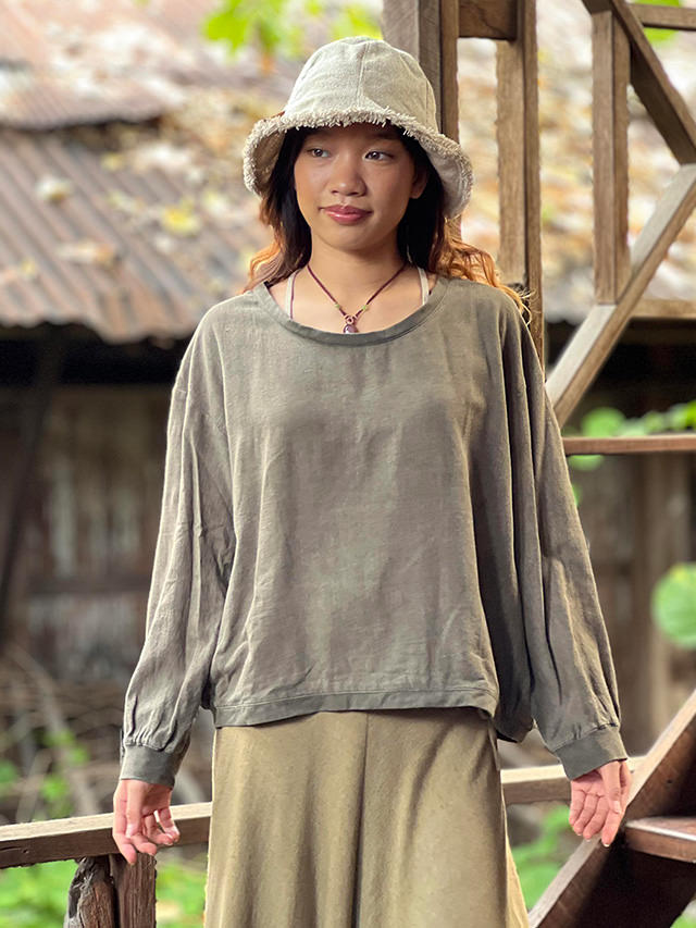 asana HEMP100% テロテロ ゆったり かぎ編み ブラウス●きなり asana HEMP100% テロテロ ゆったり ブラウス・きなり【パヤカ