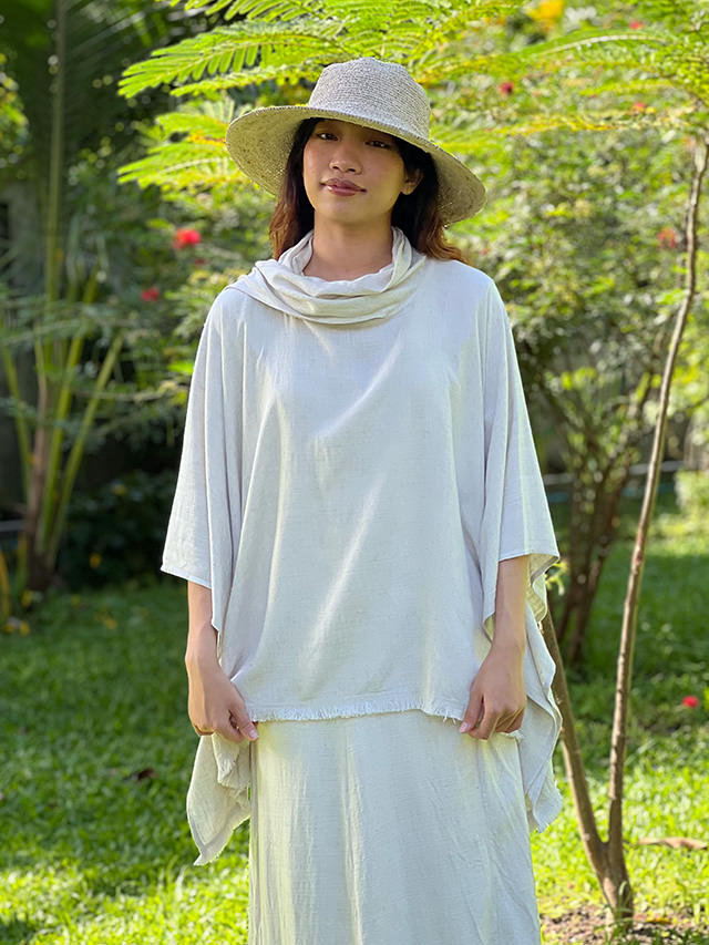 asana ヘンプコットン 厚手 カシュクール ロング カーディガン・きなり