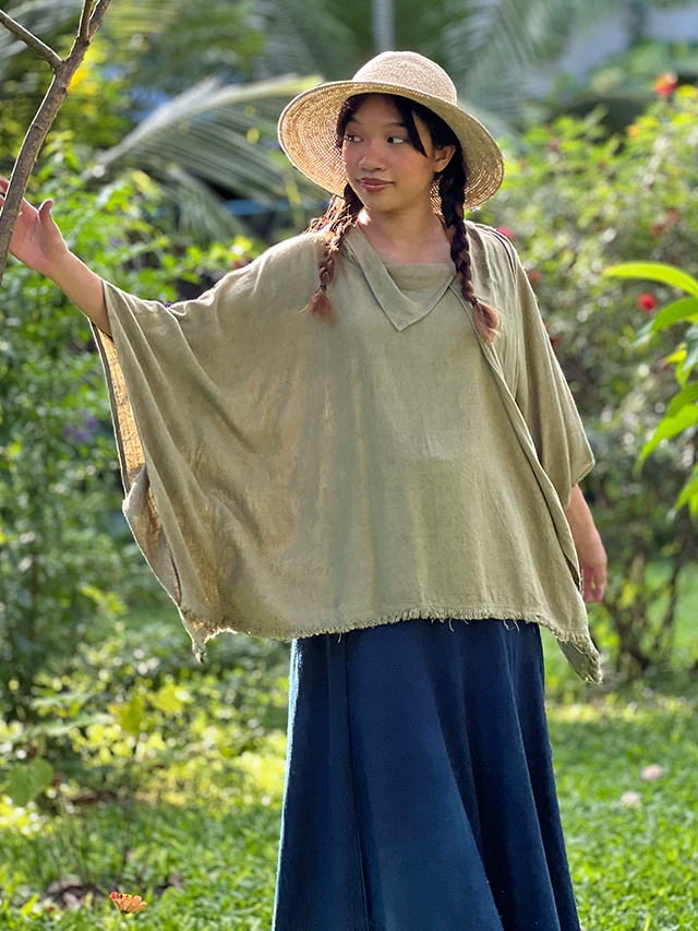 asana HEMP100% テロテロ ポンチョ・草木染め