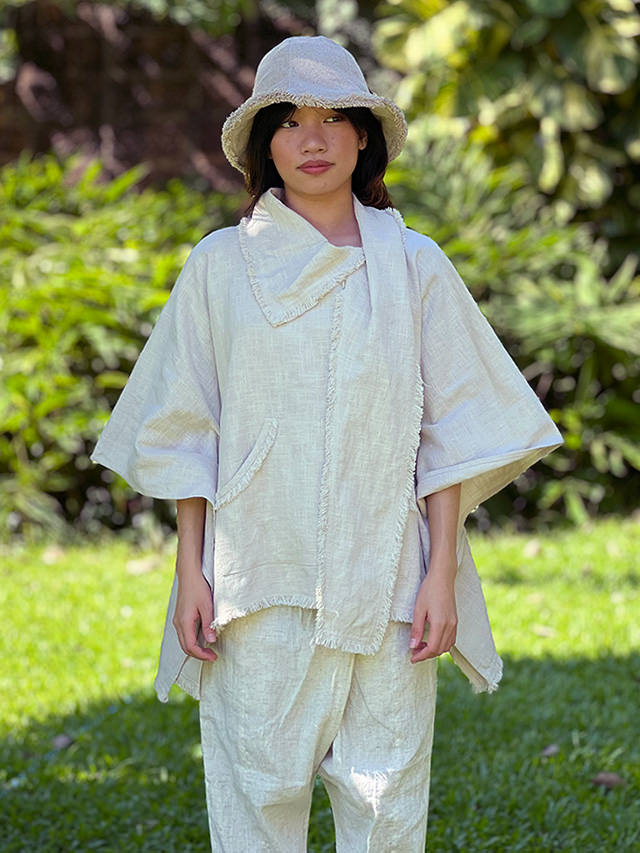 asana HEMP100% 厚手 ポンチョ・きなり