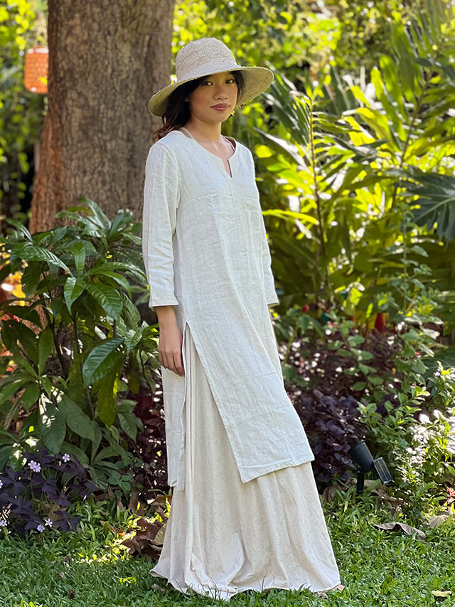 asana HEMP100% クルタ風 チュニック・きなり