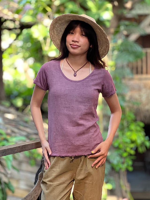 asana ヘンプコットン スウィッチ スリムTee・草木染め