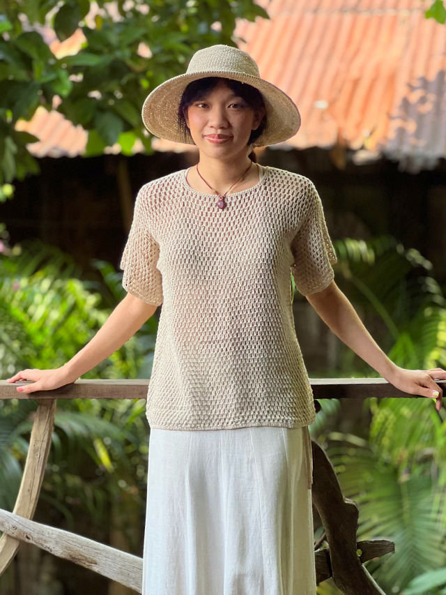 asana HEMP100% 手編み メッシュ Tee