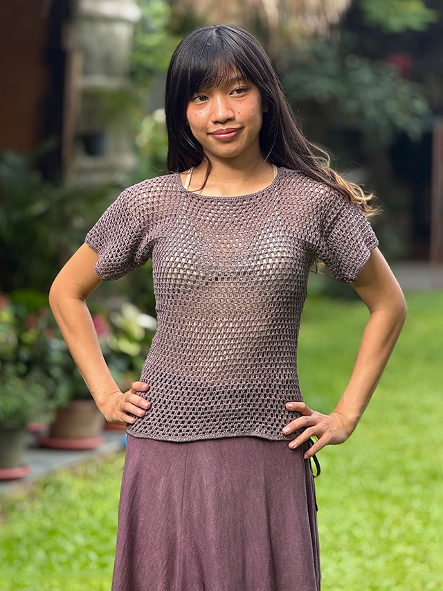 asana HEMP100% 手編み メッシュ Tee・草木染め