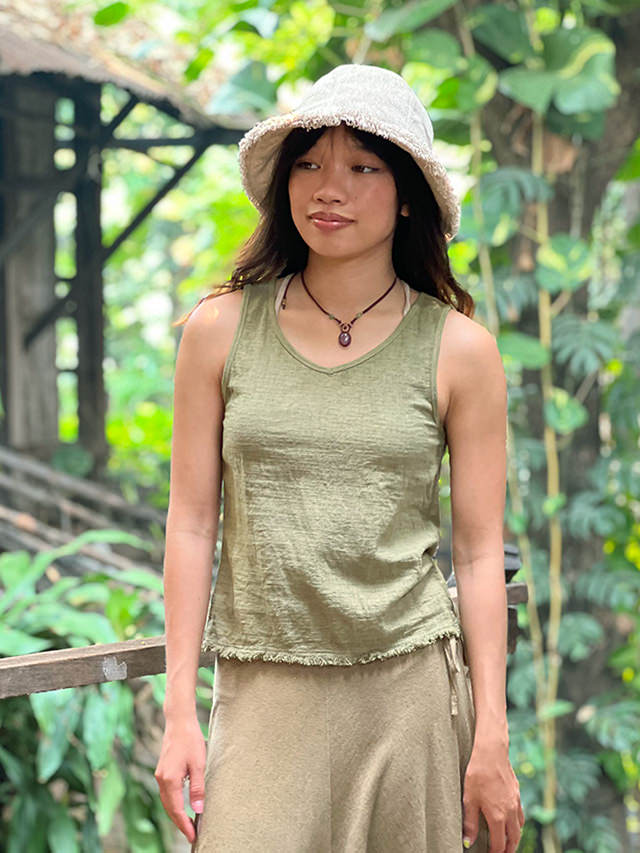asana ヘンプコットン スウィッチ タンクトップ・草木染め