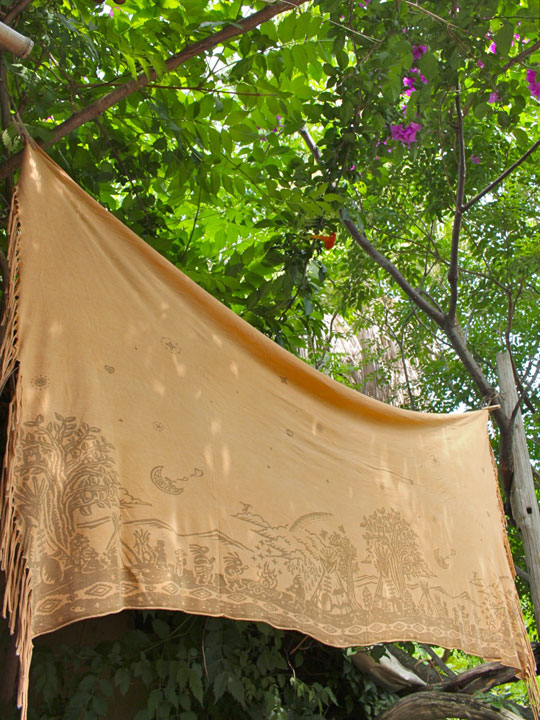 asana 大判ショール・プリントシリーズ草木染め