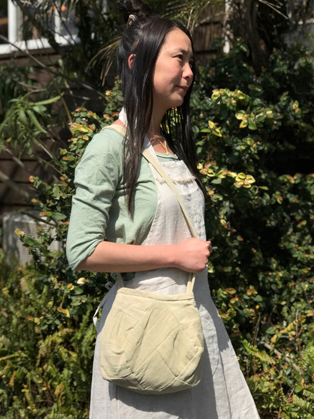 asana HEMP100% パッチワーク ショルダーバッグ・きなり