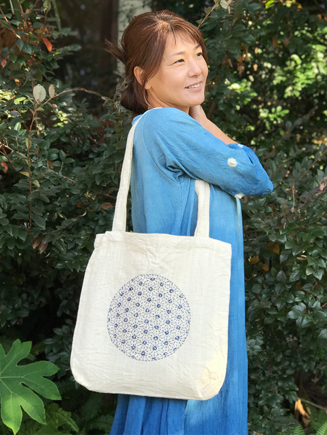 asana HEMP100% 麻柄刺繍 ショルダーバッグ・きなり