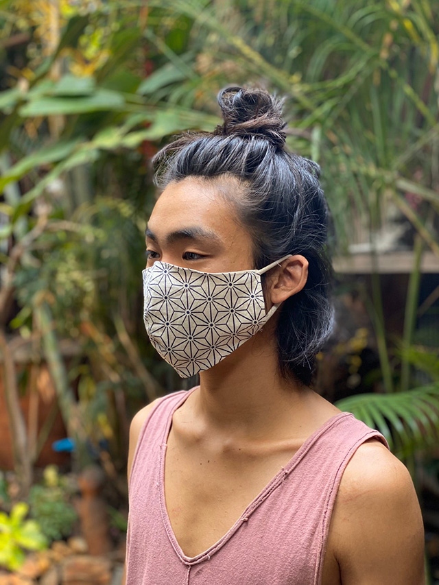 asana ヘンプコットン 麻柄マスク・きなり