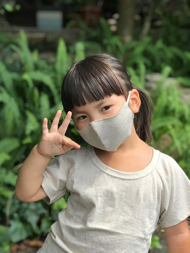 asana KIDS HEMP100% 立体 布マスク・きなり