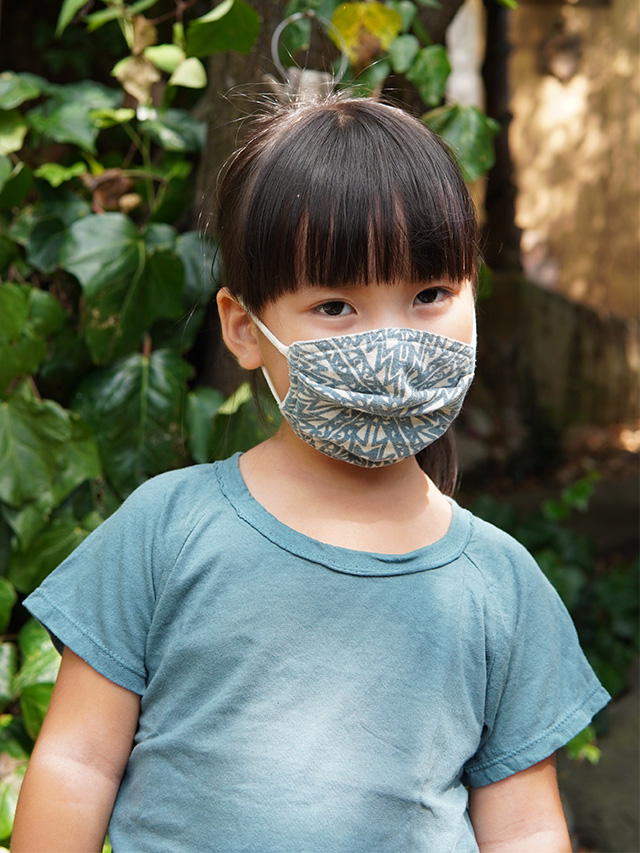 asana KIDS ヘンプコットン やわらか 薄手 麻柄プリント 布マスク