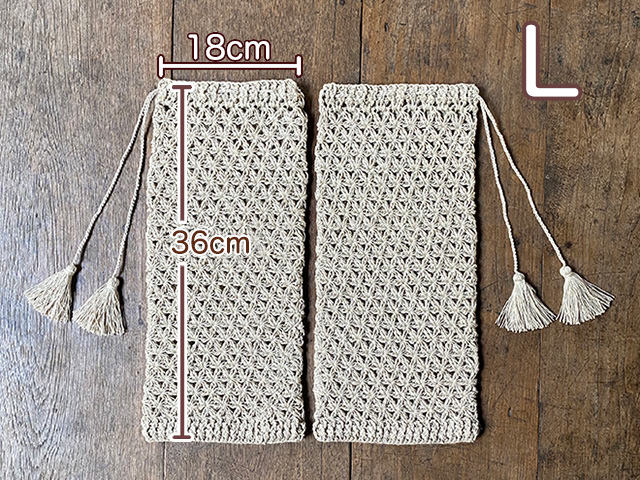 asana HEMP100% ハニカム 手編み レッグウォーマー・きなり