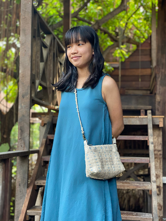 asana HEMP100% 手織り生地 2way ポーチ