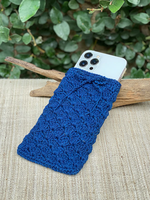 asana HEMP100% 手編み 携帯ケース・草木染め