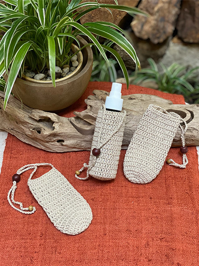 HEMP100% 手編み ミニボトル入れ