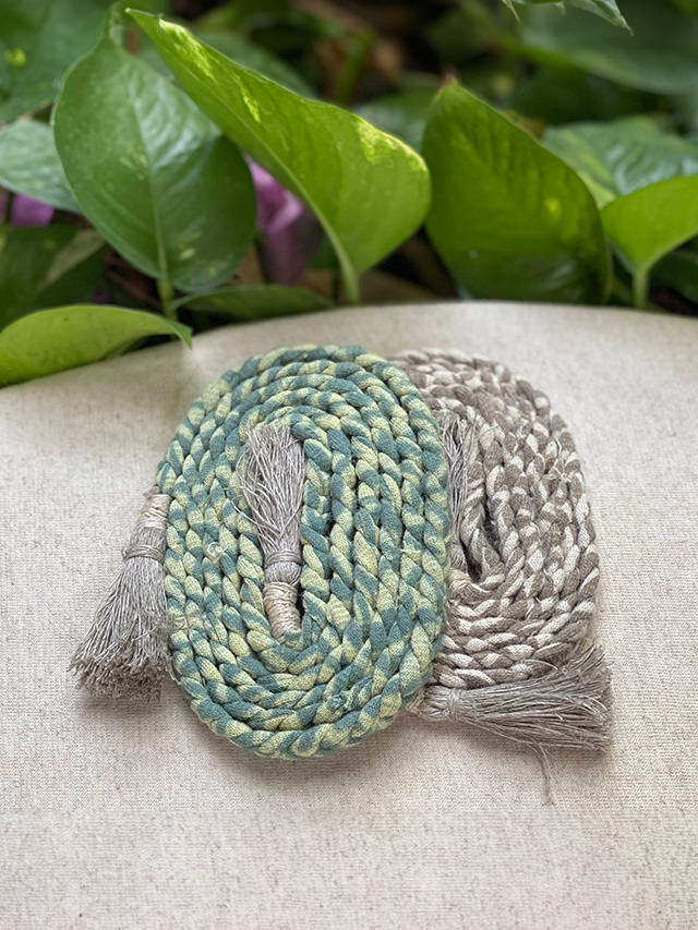 ヘンプコットン 三つ編み タッセル付きベルト