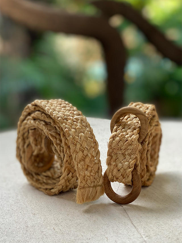 HEMP100% 手刺繍 バティック草木染め チャック付き ショルダー