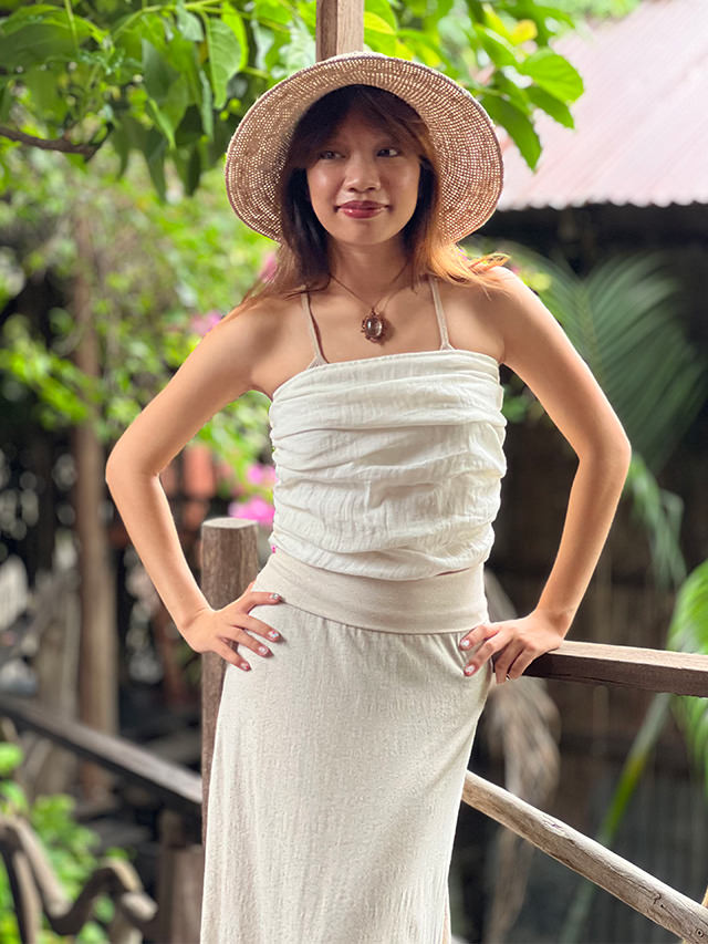 asana HEMP100% ガーゼ ドレープ チューブトップ・きなり