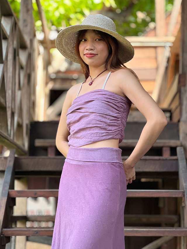 asana HEMP100% ガーゼ ドレープ チューブトップ・草木染め