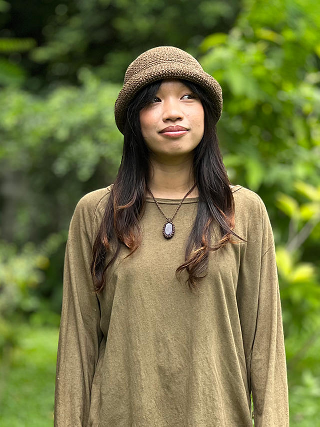 asana HEMP100% 手編み 帽子・草木染め