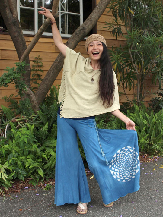 asana×Chill Batik ロングワイドパンツ