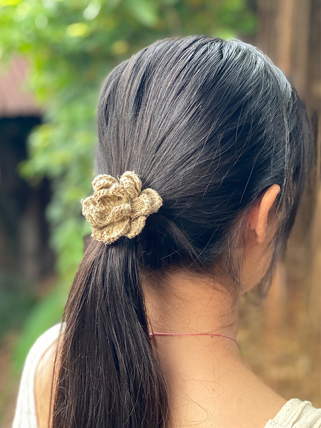 HEMP100% 手編み ヘアゴム