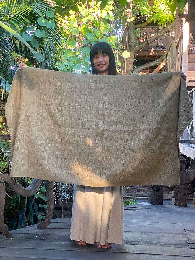 オーガニック コットン100% 手織り手紡ぎ 大判ショール・草木染め