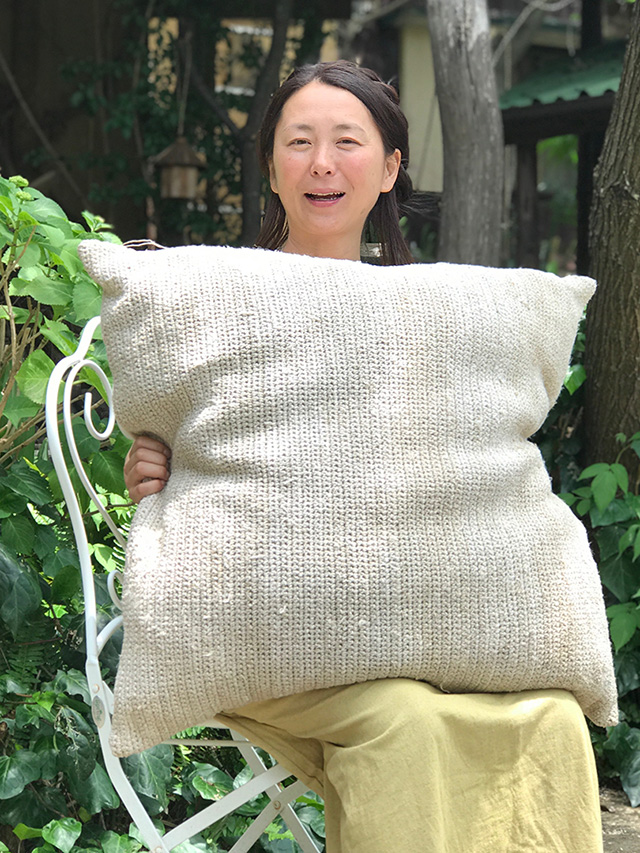 HEMP100% ニット 手編み クッション